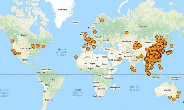 Карта поширення коронавірусу. Фото: Twitter