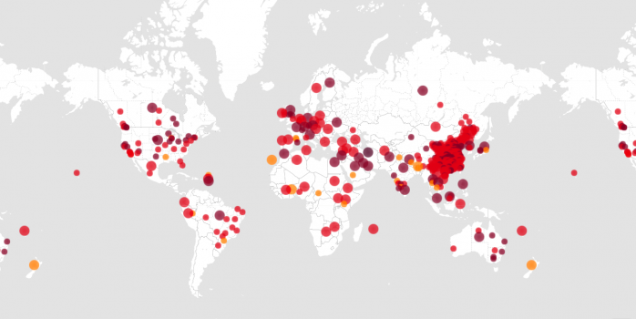Карта поширення коронавірусу SARS-Cov-2