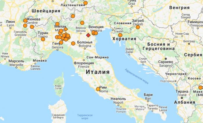 Новый коронавирус в Италии. Фото: Google