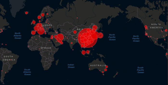 Карта распространения коронавируса SARS-Cov-2