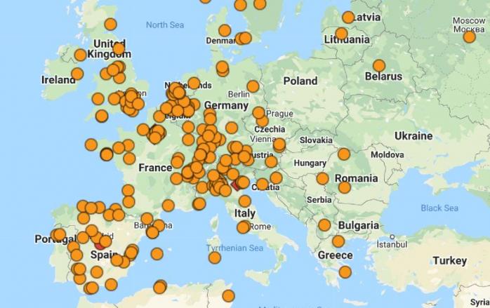 Євросоюз закачає у фонд для боротьби з коронавірусом 25 млрд євро, скріншот онлайн-карти
