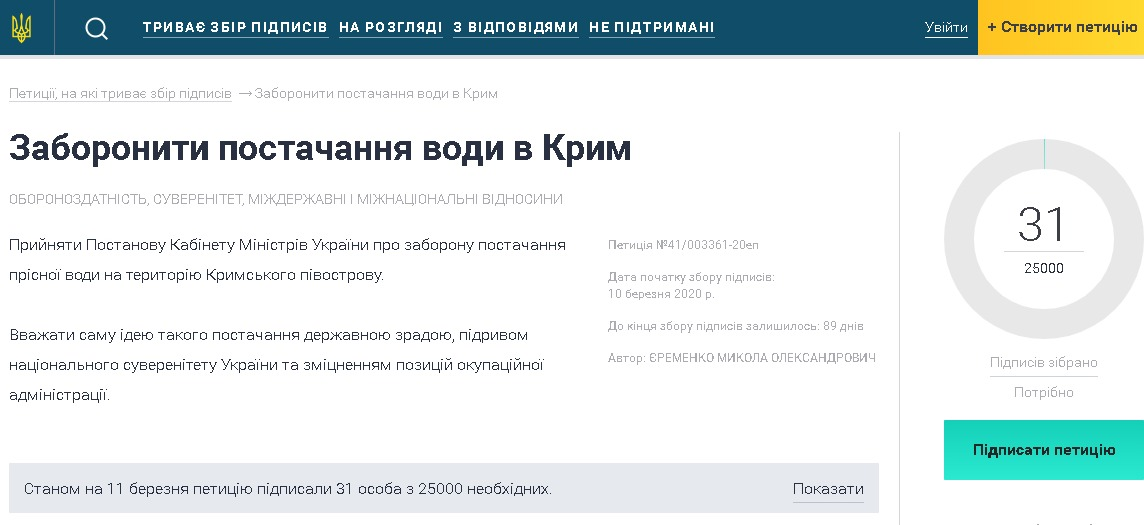 Петиция к Кабмину. Скриншот с сайта КМУ.
