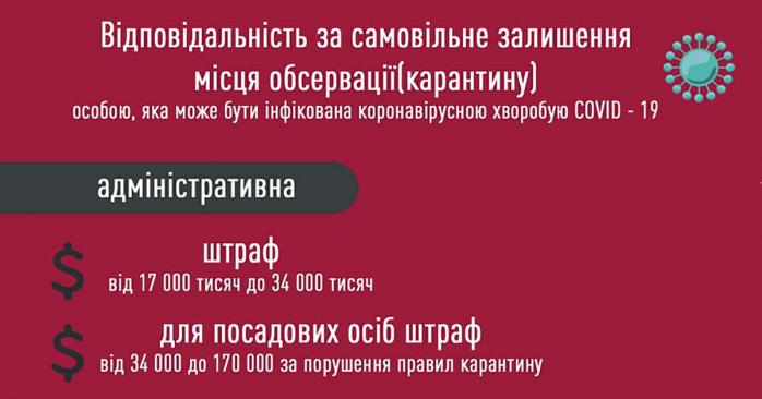 Штрафы за нарушение карантина. Инфографика: Людмила Денисова в Facebook