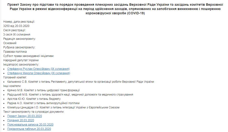 Чрезвычайное положение, секвестр бюджета и сессия-онлайн: что может принять Рада на экстренном заседании, скриншот с сайта Рады