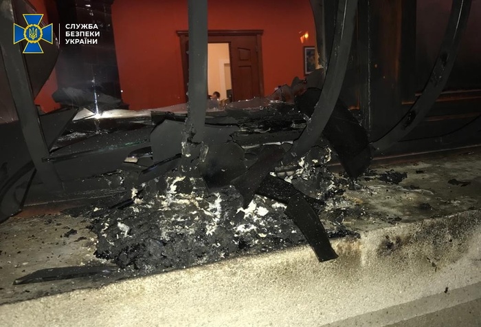 Офіс «Товариства угорської культури» в Ужгороді після підпалу. Фото: СБУ