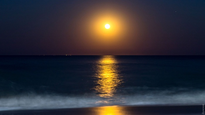 Рожевий Місяць над Чорним морем. Фото: Думська