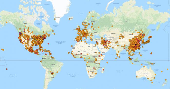 Новый коронавирус в мире. Карта: google.com/maps