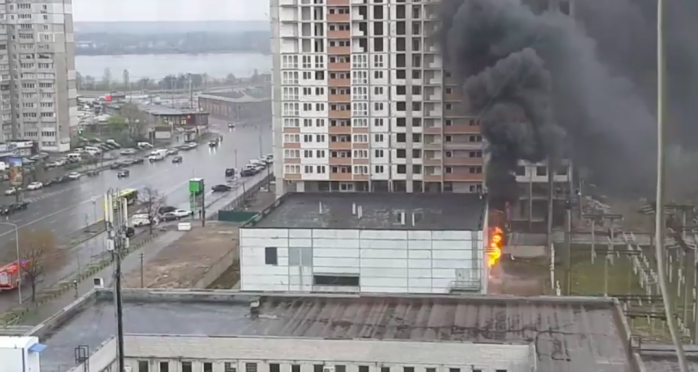 В Киеве горела электрическая подстанция. Скриншот из видео