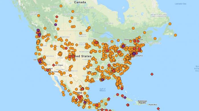Коронавирус в США: людские потери Штатов превысили число погибших во время войны во Вьетнаме, скриншот карты