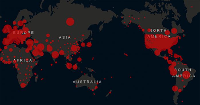 Китай заплатить постраждалим від коронавірусу країнам. Фото: CSSE at Johns Hopkins University