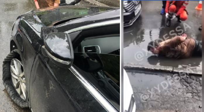 ДТП в Одесі: п’яний водій влетів у паркан, протаранив тролейбус і напився води з калюжі