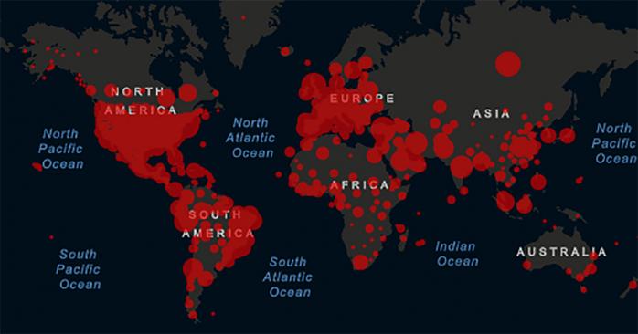 Коронавірус у світі. Карта: CSSE at Johns Hopkins University