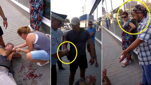 Новости Крыма: полиция открыла дело против экс-беркутовца, который избил активиста за украинскую символику, скриншот видео