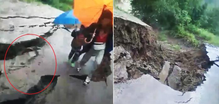 Наводнение в Карпатах разрушило дорогу с людьми, появилось жуткое видео