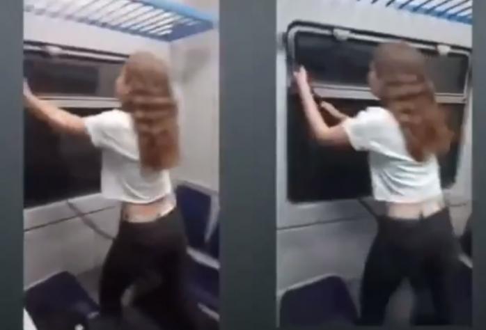 Девушка разгромила вагон поезда «Укрзализныци» и похвасталась видео — новости Украины