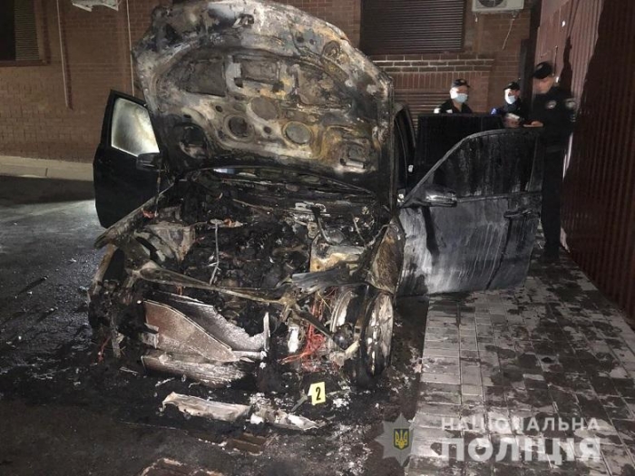 Спалили автомобіль Гео Лероса, фото: Національна поліція