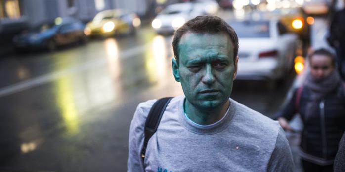 Олексій Навальний після облиття зеленкою у 2017 році, фото: Evgeny Feldman 