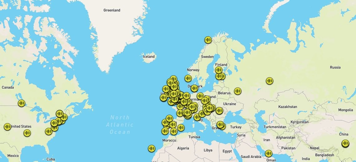 Інтерактивна мапа світу, на якій розташовані аудіозаписи