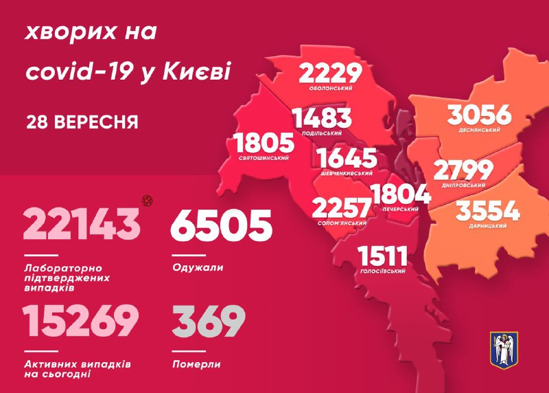 Коронавірус у Києві. Карта: КМДА