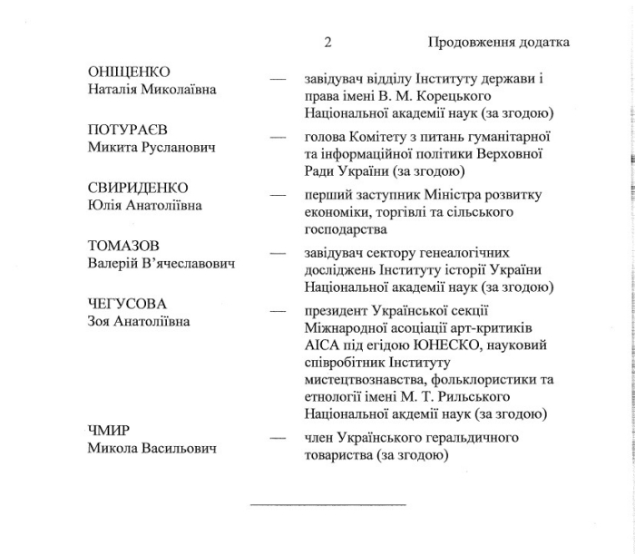 Состав комиссии по избранию большого герба Украины, документ: Кабмин