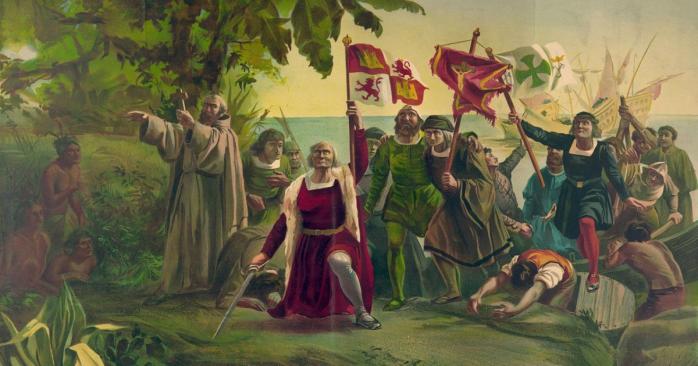«Высадка Колумба в Америке», фрагмент картины художника Диоскоро Пуэбла