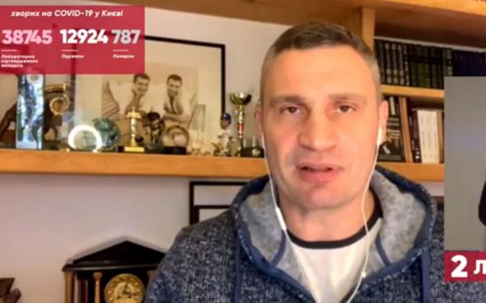 Кличко назвал потери бюджета Киева от пандемии и условия локдауна в столице, скриншот видео