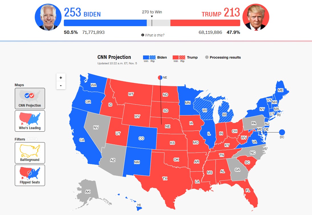 Вибори президента в США. Карта: CNN
