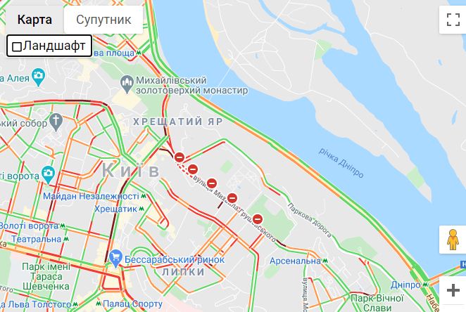 Протестувальники перекрили вулиці біля Верховної Ради, карта — Гугл 