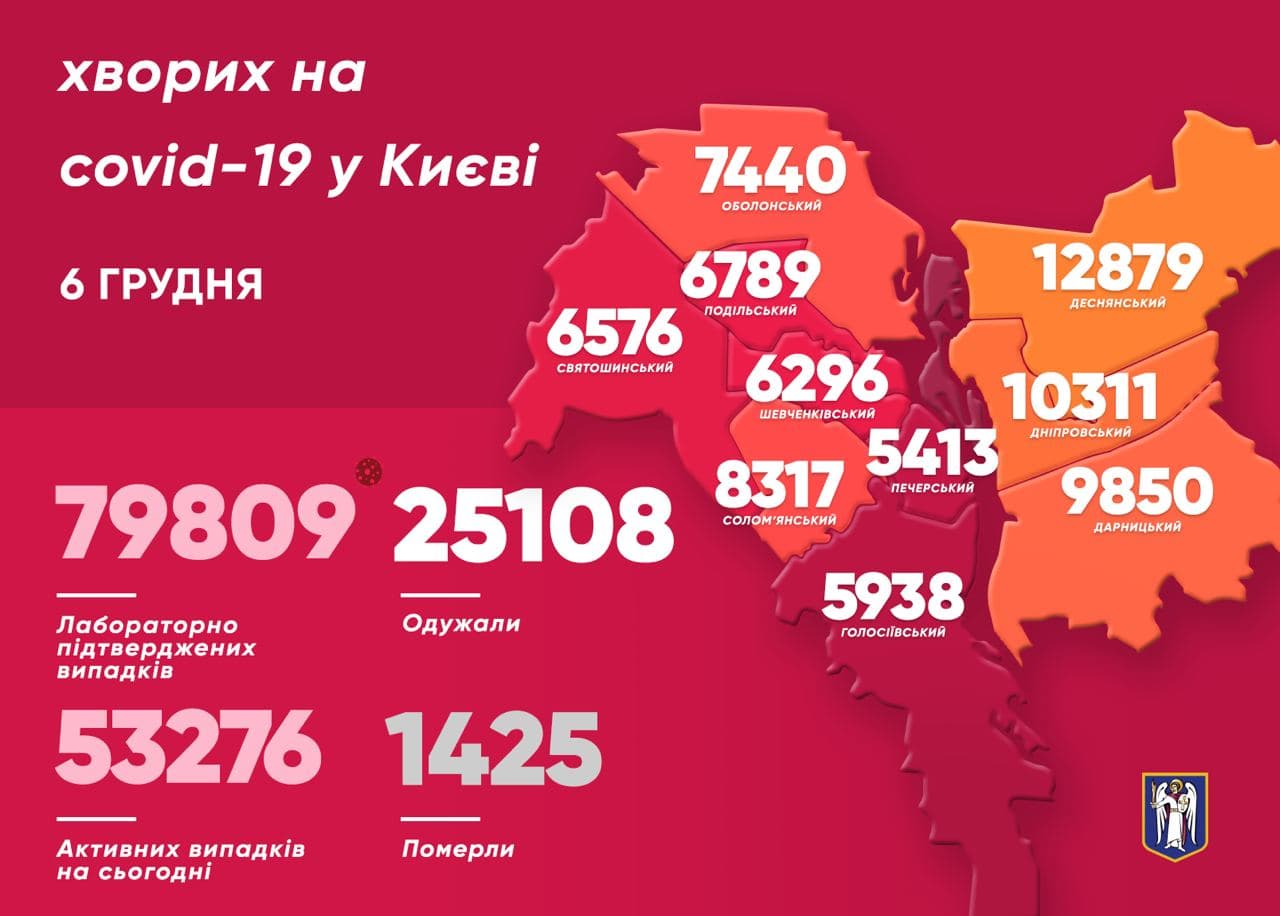 Розповсюдження коронавірусу у Києві. Карта: прес-служба Кличка
