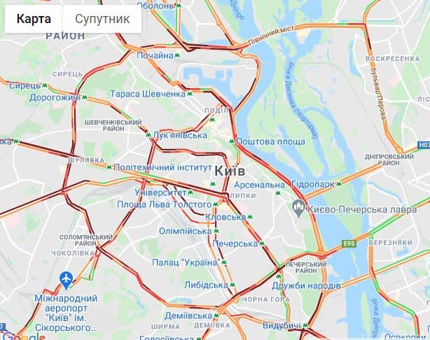 Пробки в Киеве. Фото: Пробки онлайн