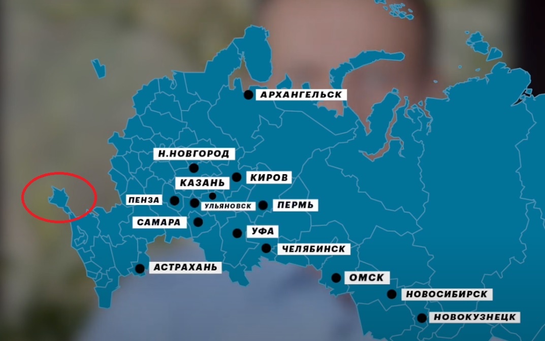 Карта у відео Навального. Скріншот: Youtube
