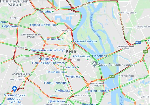 Затори у Києві, карта — Гугл