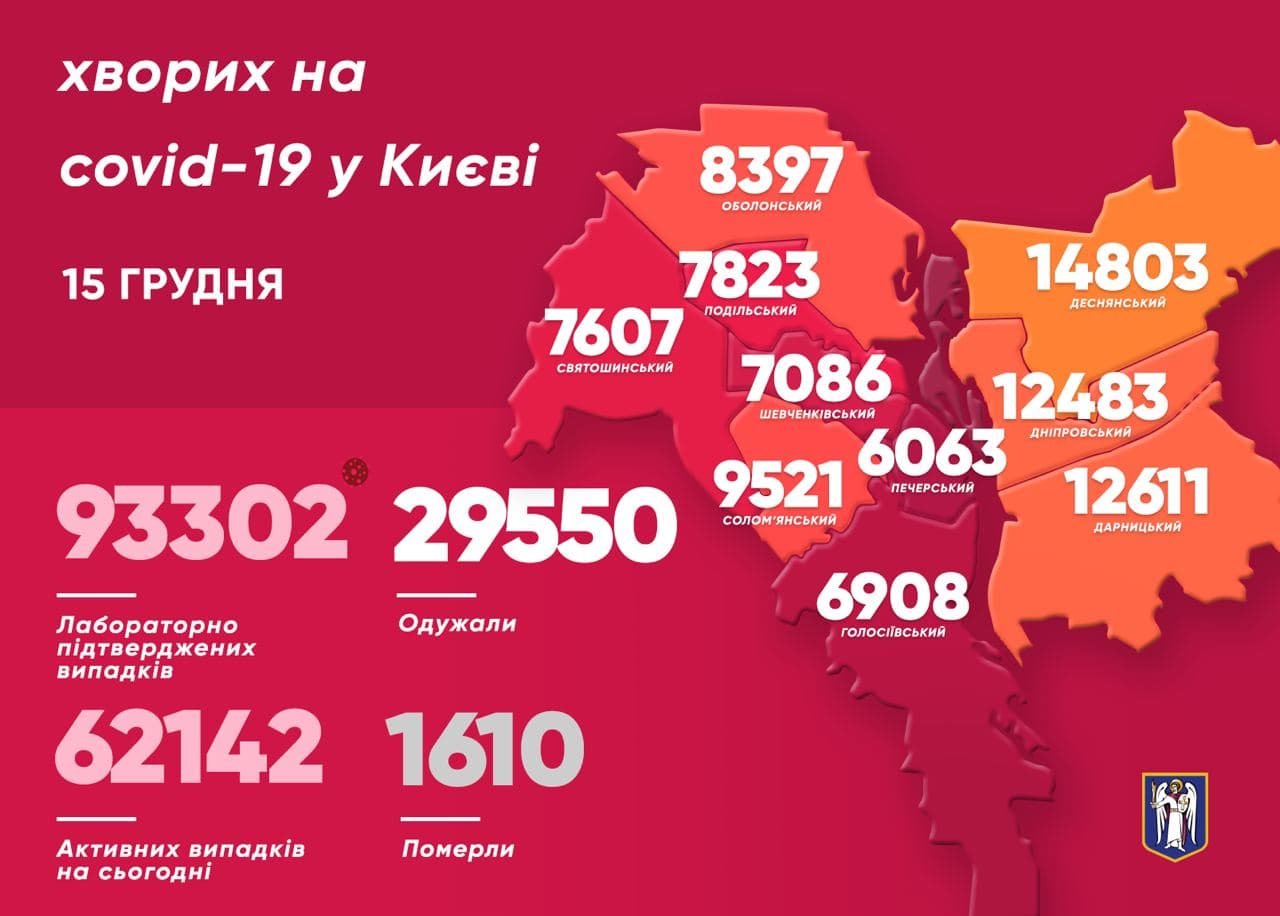 Коронавірус у Києві. Карта: прес-служба Віталія Кличка