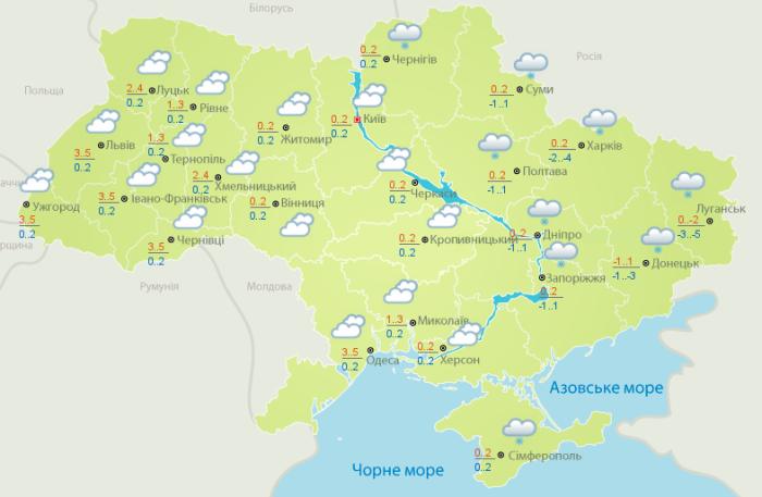 Погода в Україні на 20 грудня. Карта: Гідрометцентр