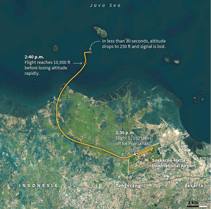 Схема последнего полета индонезийского «Боинга», инфографика: Reuters