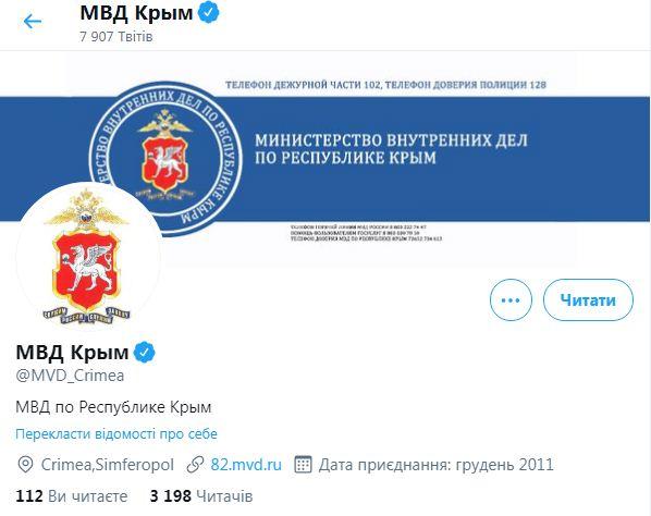 Твиттер верифицировал аккаунты оккупационных управлений МВД России в Крыму