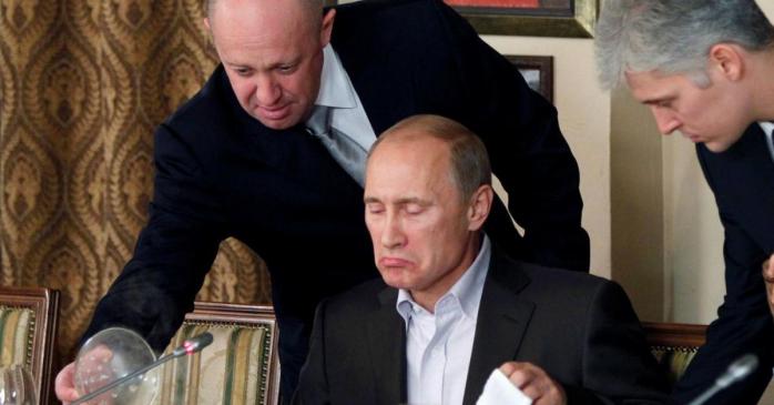 Евгений Пригожин (слева) и Владимир Путин (в центре), фото: ТСН