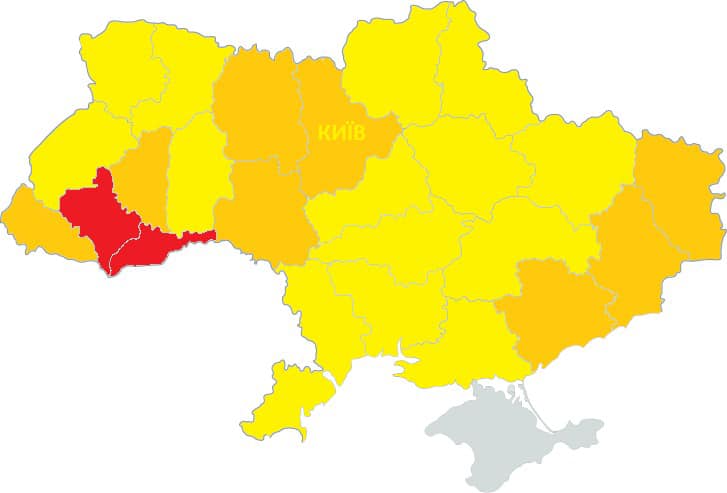 Карантинные зоны в Украине. Карта: Виктор Ляшко в Facebook