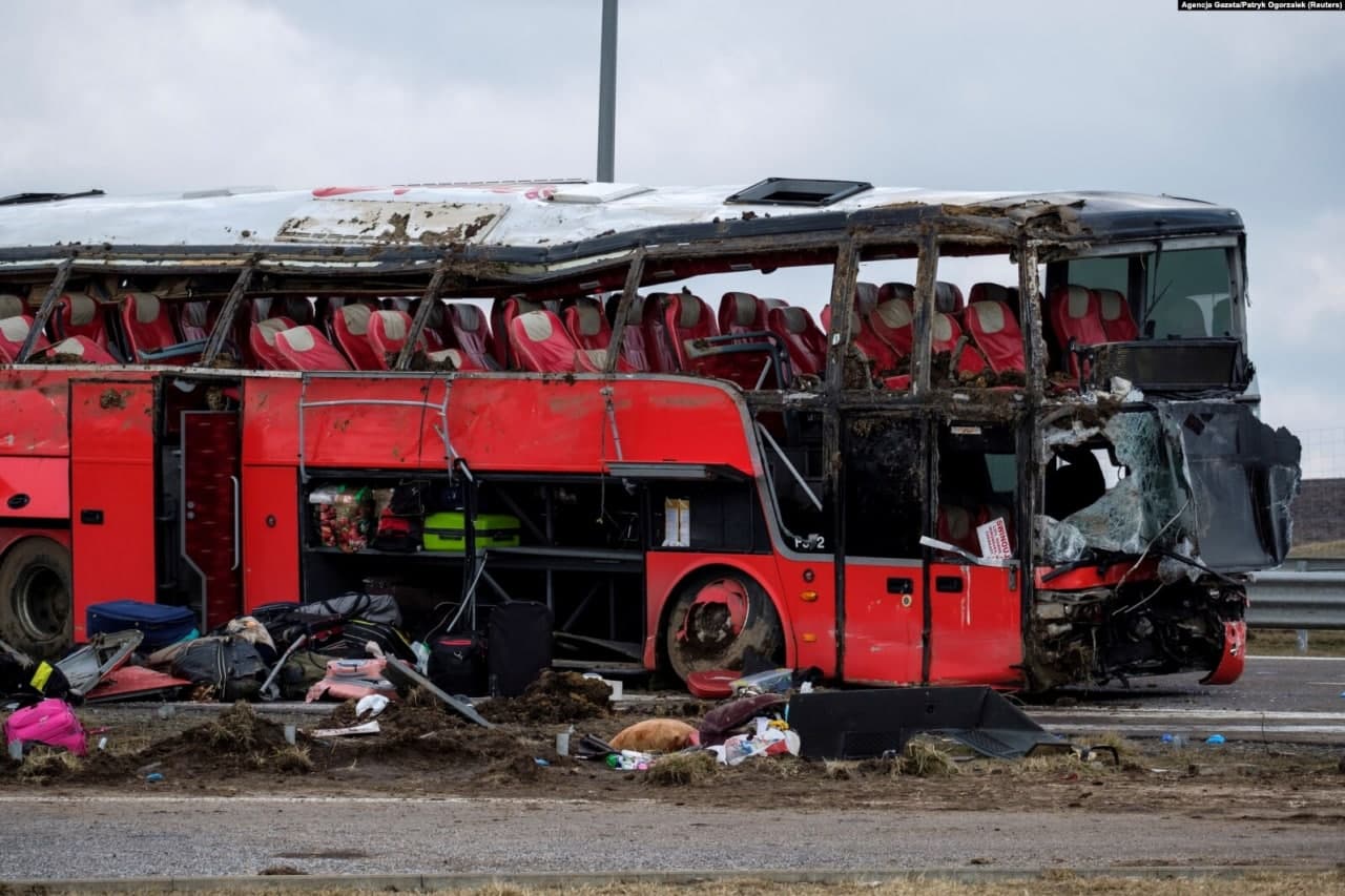 Авария автобуса в Польше. Фото: «Радио Свобода»