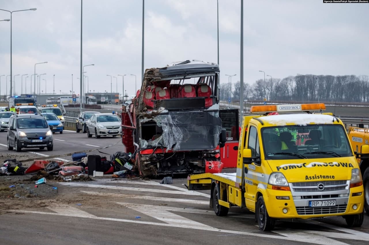 Авария автобуса в Польше. Фото: «Радио Свобода»