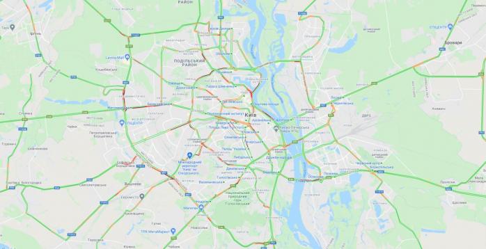 Киев снова страдает от пробок, фото: Google Maps