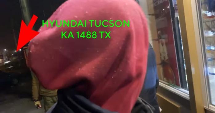 Hyundai TUCSON, на котором следили за Виктором Кононенко, ранее видели на акции титушек, скриншот видео