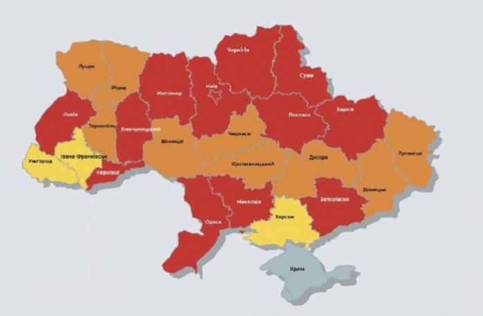 «Красная» зона карантина действует в 13 регионах, один готовится на выход — Минздрав