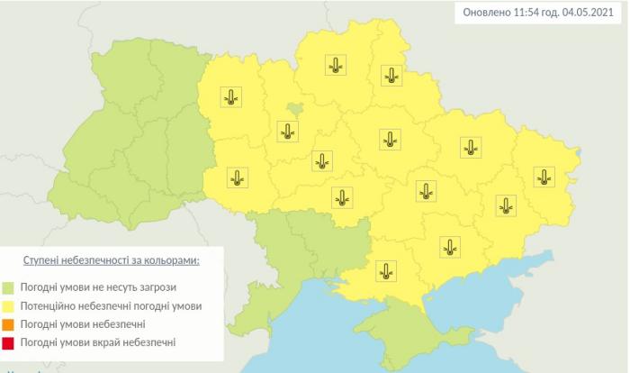 Погода в Україні на 5 травня. Карта: Укргідрометцентр