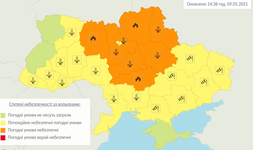 Погода в Україні на 10 травня. Карта: Укргідрометцентр