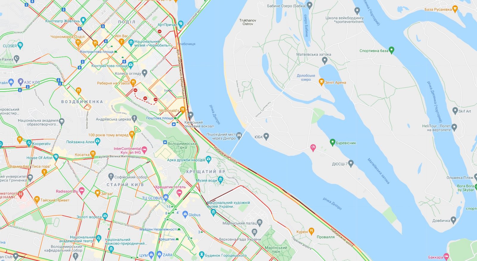 Затори у Києві, інфографіка: Google Maps