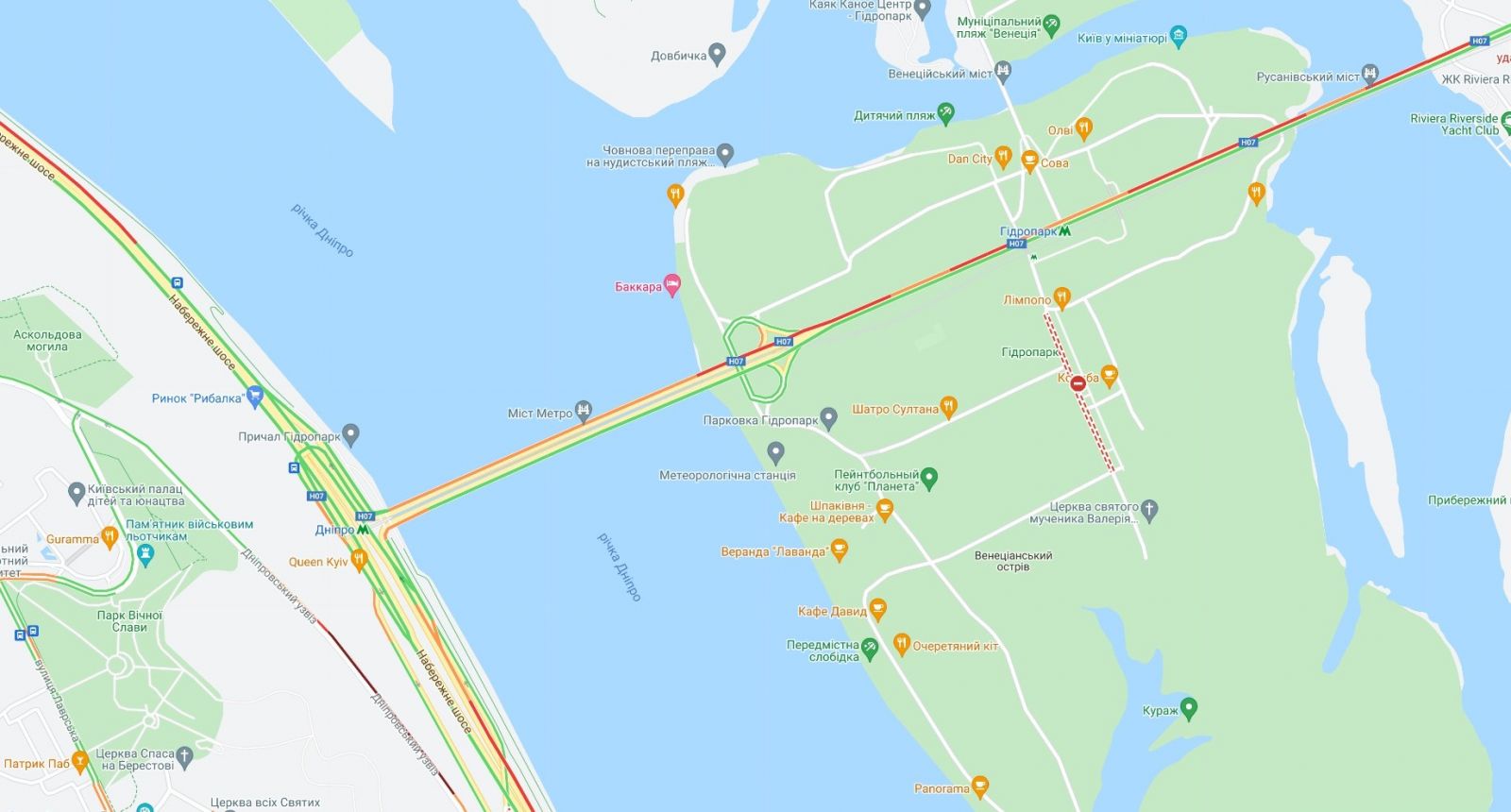 Пробки в Киеве, инфографика: Google Maps