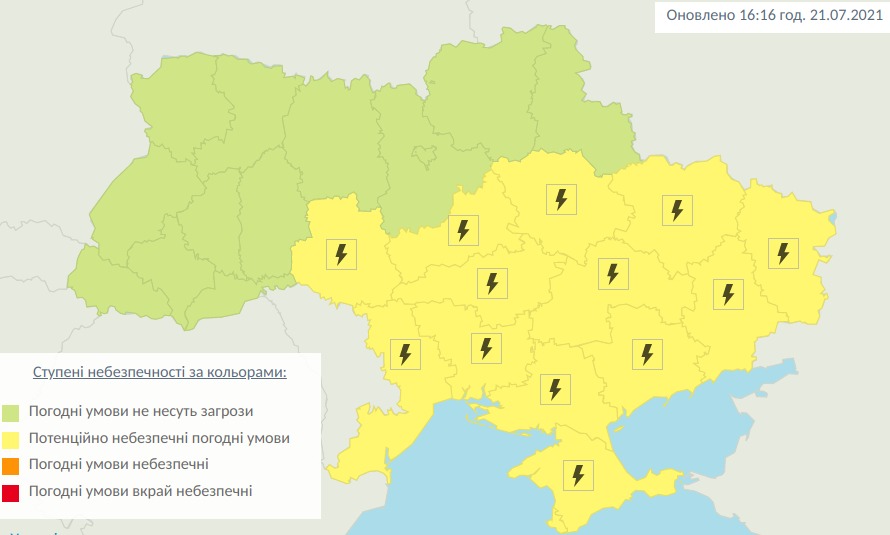 Погода в Украине на 22 июля. Карта: Укргидрометцентр