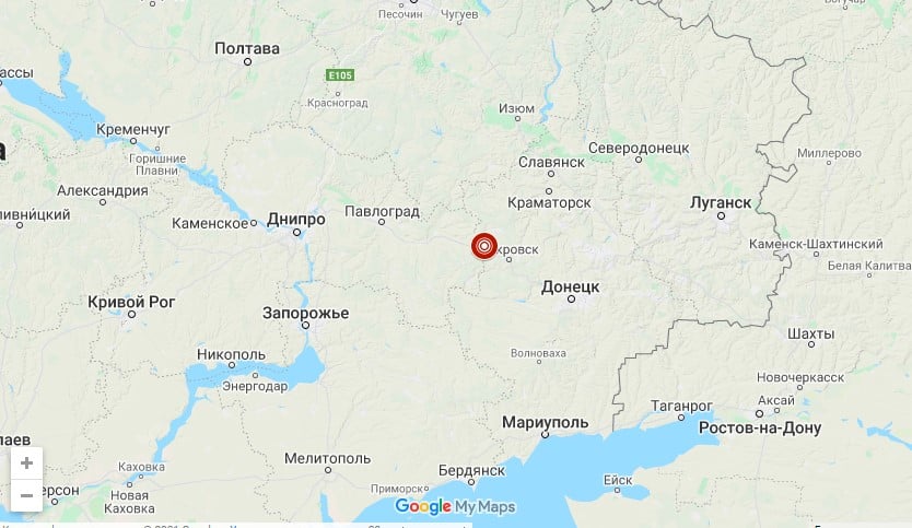 Место землетрясения в Донецкой области. Карта: gcsk.gov.ua