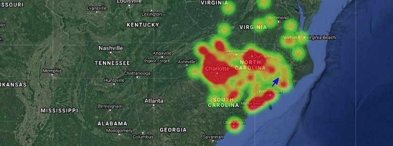 Массовое падение метеоров в США попало на видео. Карта: AMS